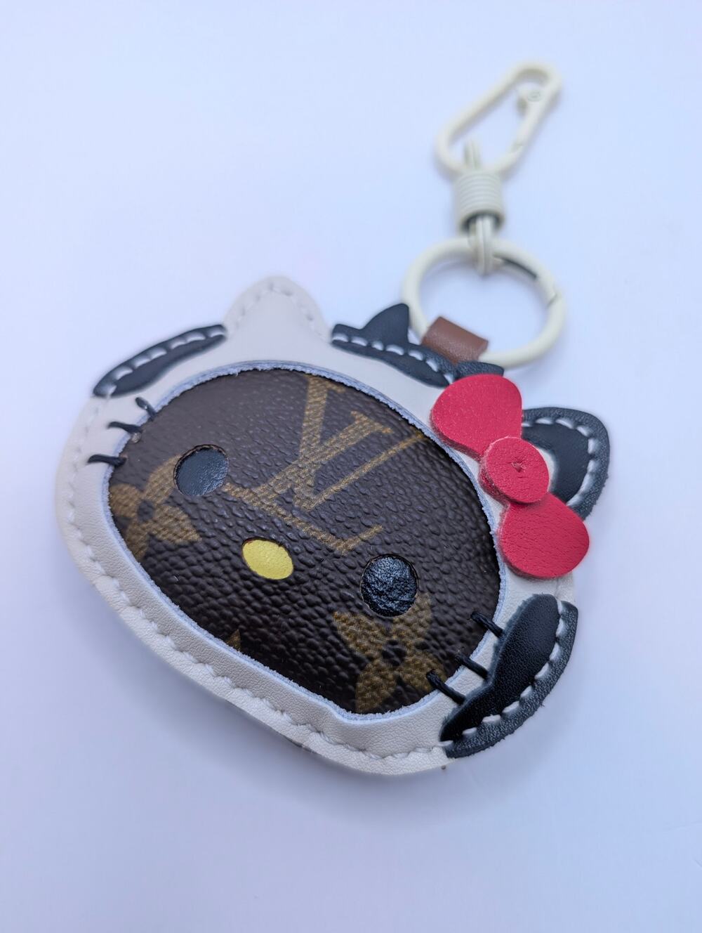 Handmade Upcycled Hello Kitty Bag Charm Made From Authentic LV Canvas